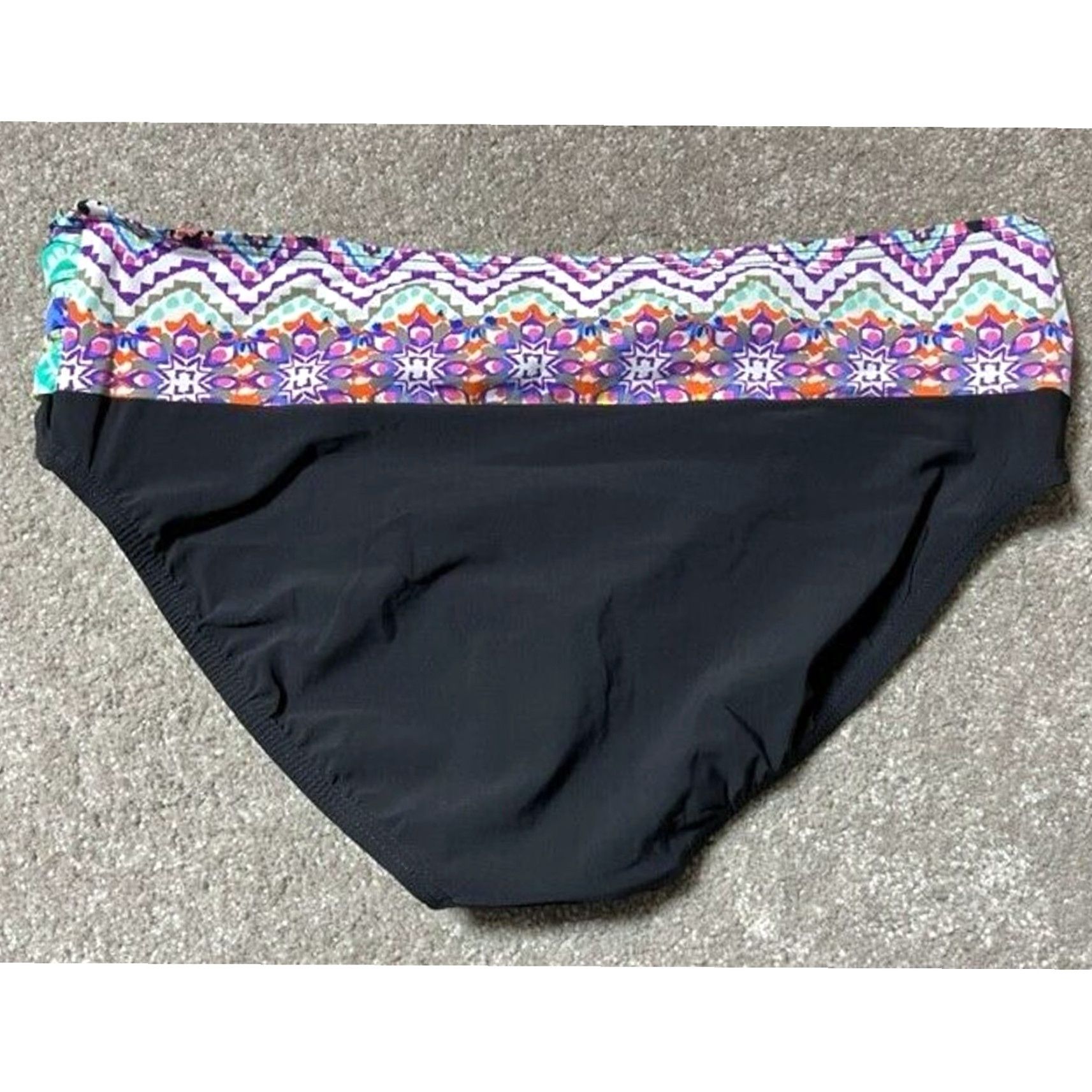 Vintage **Black Aztec Foldover Bikini Swim Bottom Retro 70s** User: Black Aztec Foldover Bikini Swim Bottom Retro 70s Size 38" / US 16 / IT 52 - 2 Thumbnail