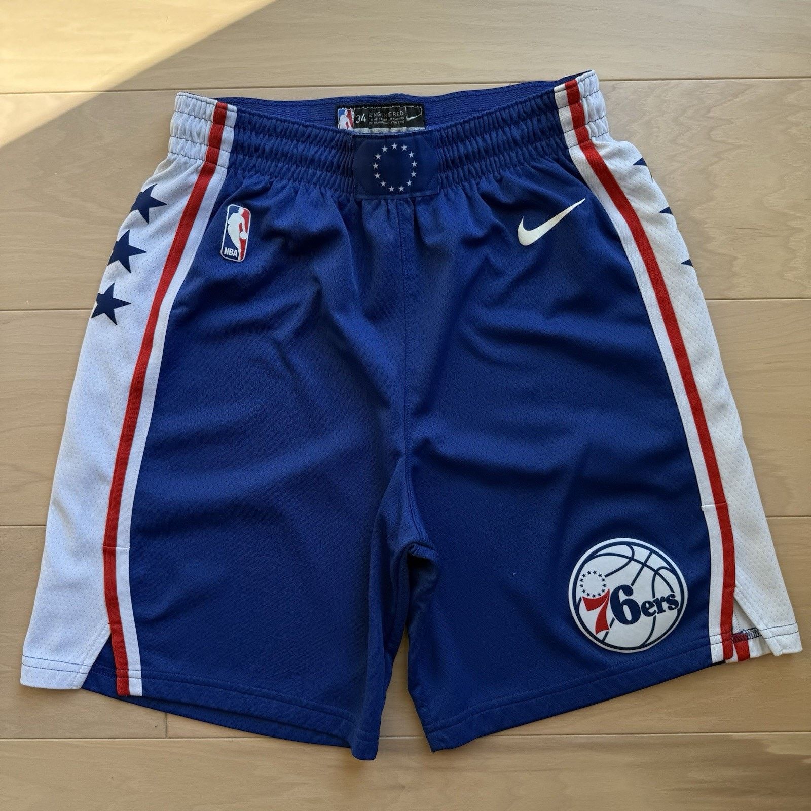 Nike Nike Philadelphia 76ers Shorts Blue Multicolor Authentic NBA Size US 28 / EU 44 - 2 Thumbnail