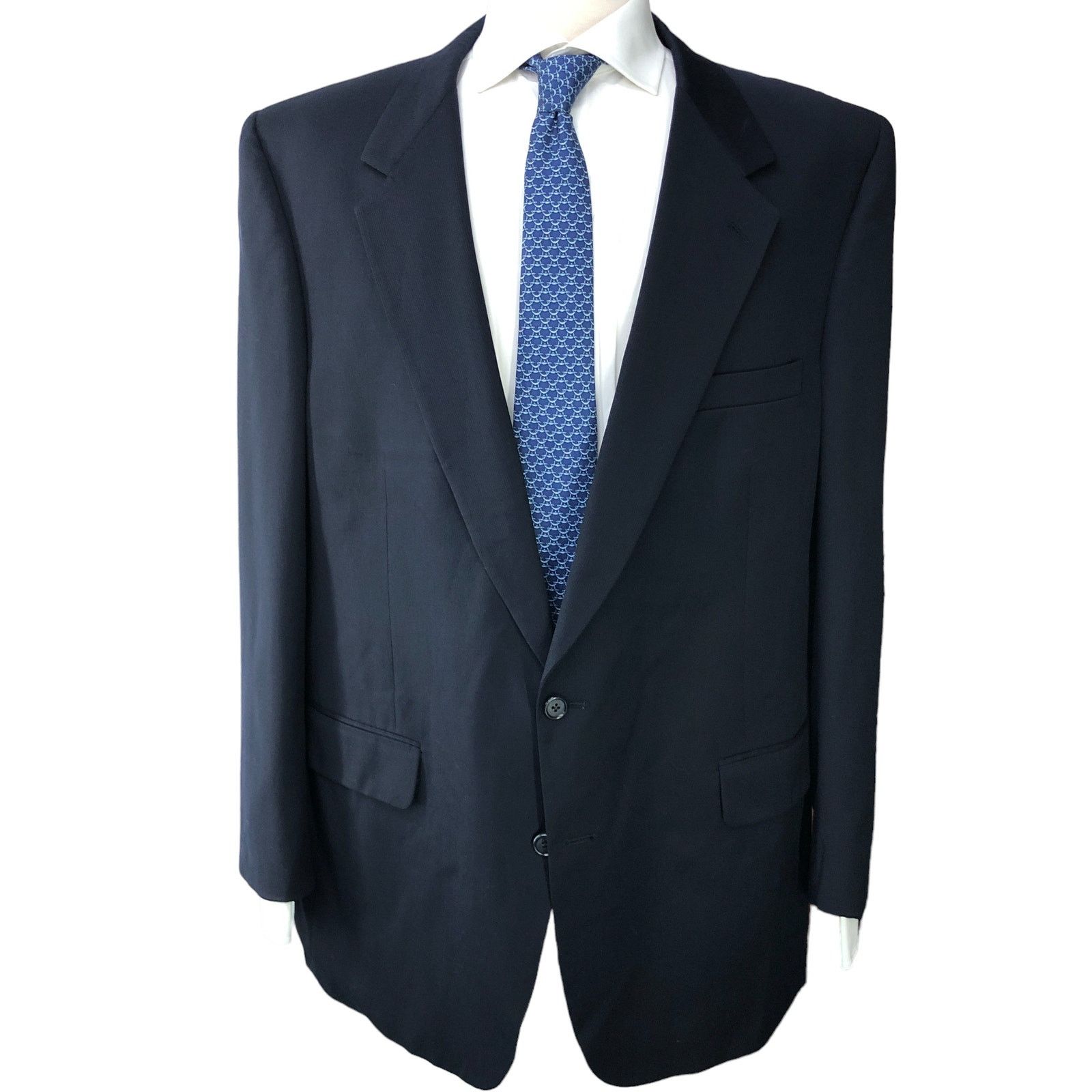 Burberry Burberrys Vintage Mens Size 48L Sport Coat Wool Navy 90s Size 48L - 12 Thumbnail