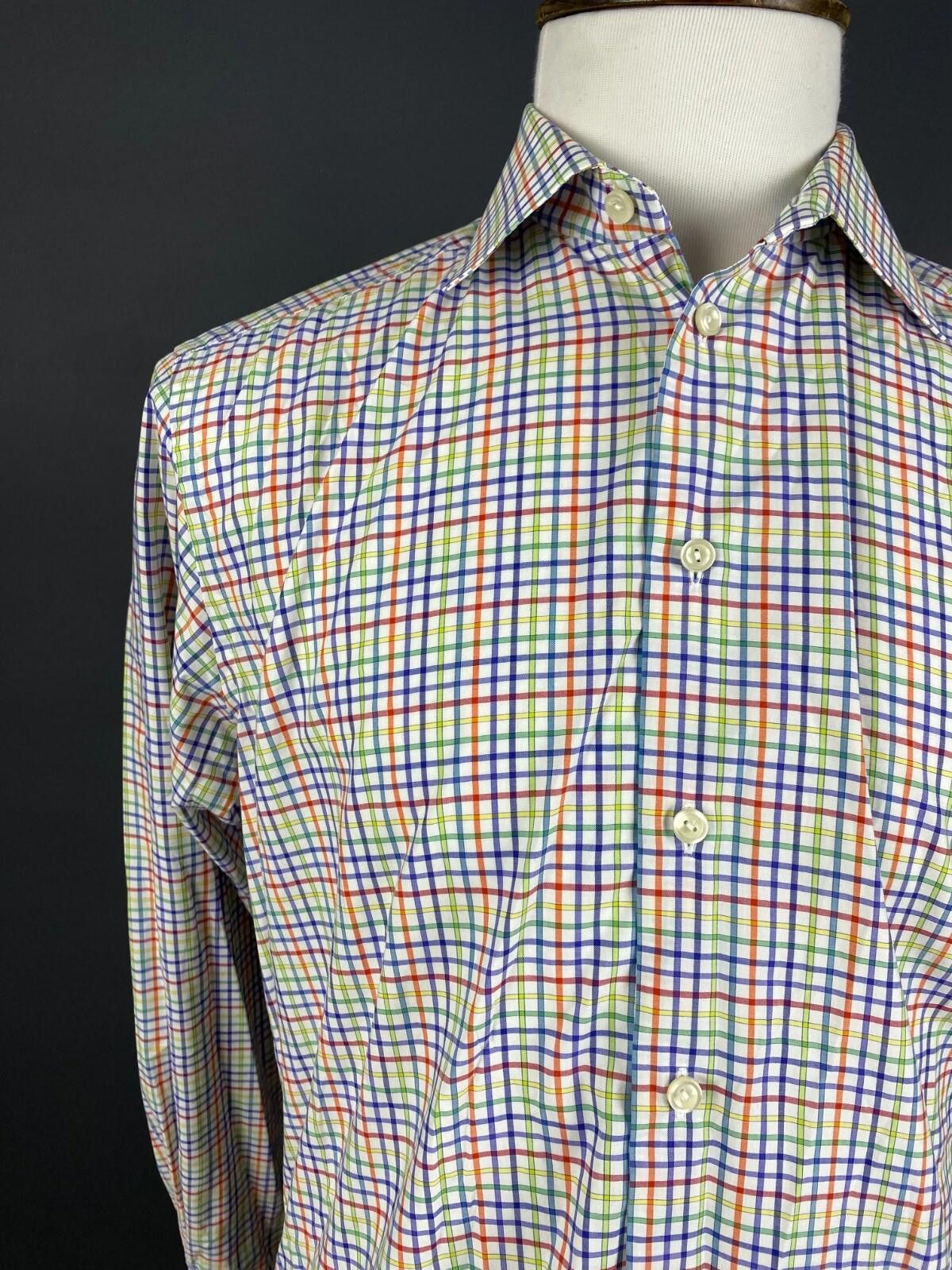 Eton Eton Slim White Multicolor Check Down Shirt Size 42 / 16 Size US M / EU 48-50 / 2 - 4 Thumbnail