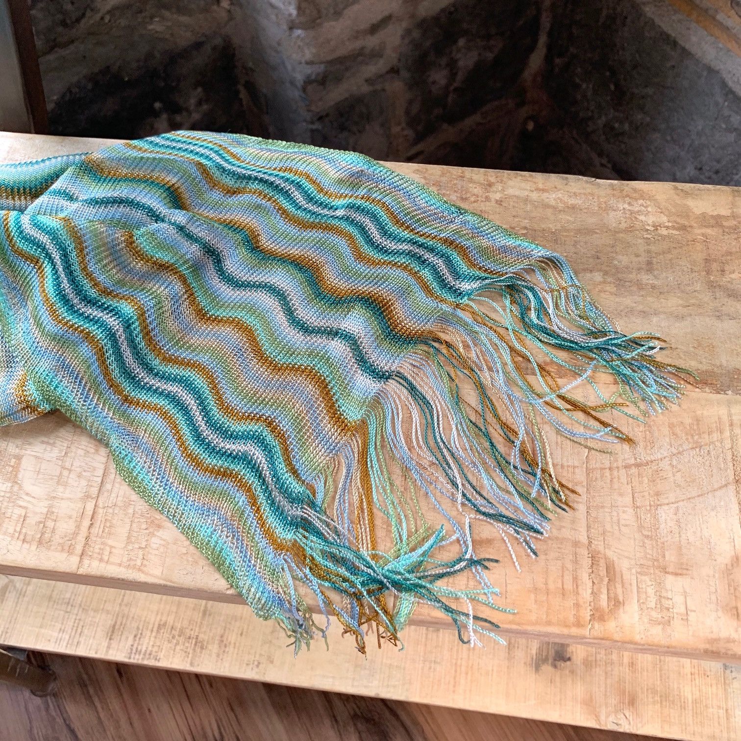 Missoni Missoni Green and Orange Wave Scarf Size ONE SIZE - 2 Thumbnail