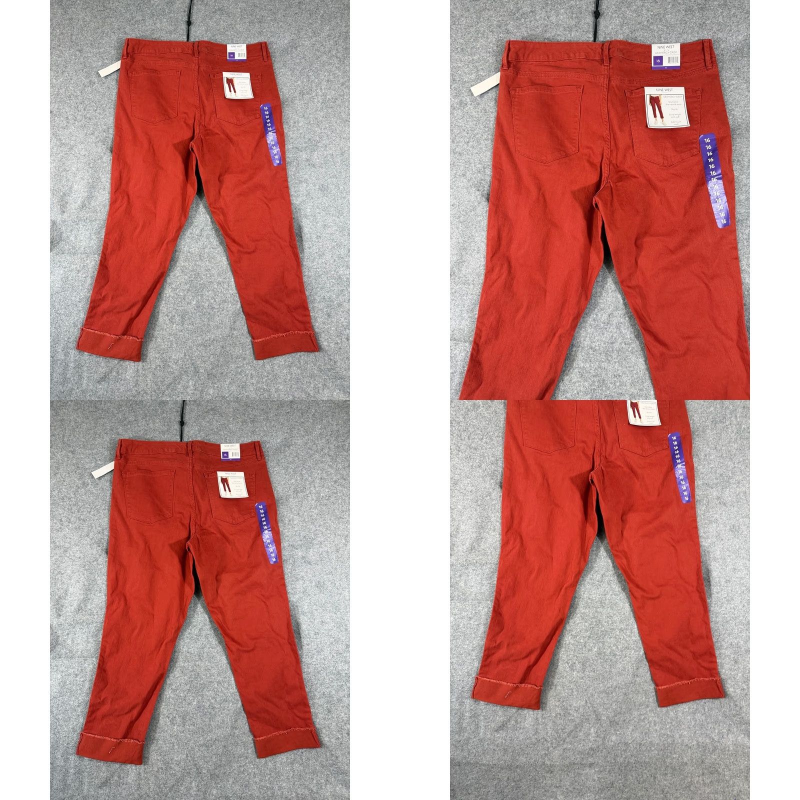 Nine West Nine West Gramercy Crop Pants Womens 16 Red Slim Fit Cropped Twill NWT Pockets Straight Leg Mid Rise Modern City Theme Boys Girls Mens Womens Size 38" / US 16 / IT 52 - 9 Thumbnail