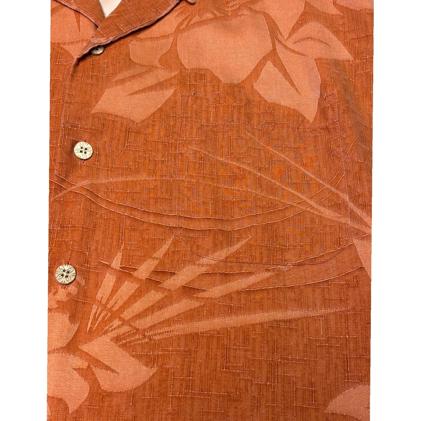 Tommy Bahama Tommy Bahama Mens Silk Camp Shirt Orange Tropical Hibiscus Floral Jacquard M Size US M / EU 48-50 / 2 - 2 Thumbnail