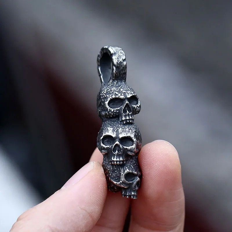 Jewelry 3 Skull Pendant Necklace Size ONE SIZE - 4 Thumbnail