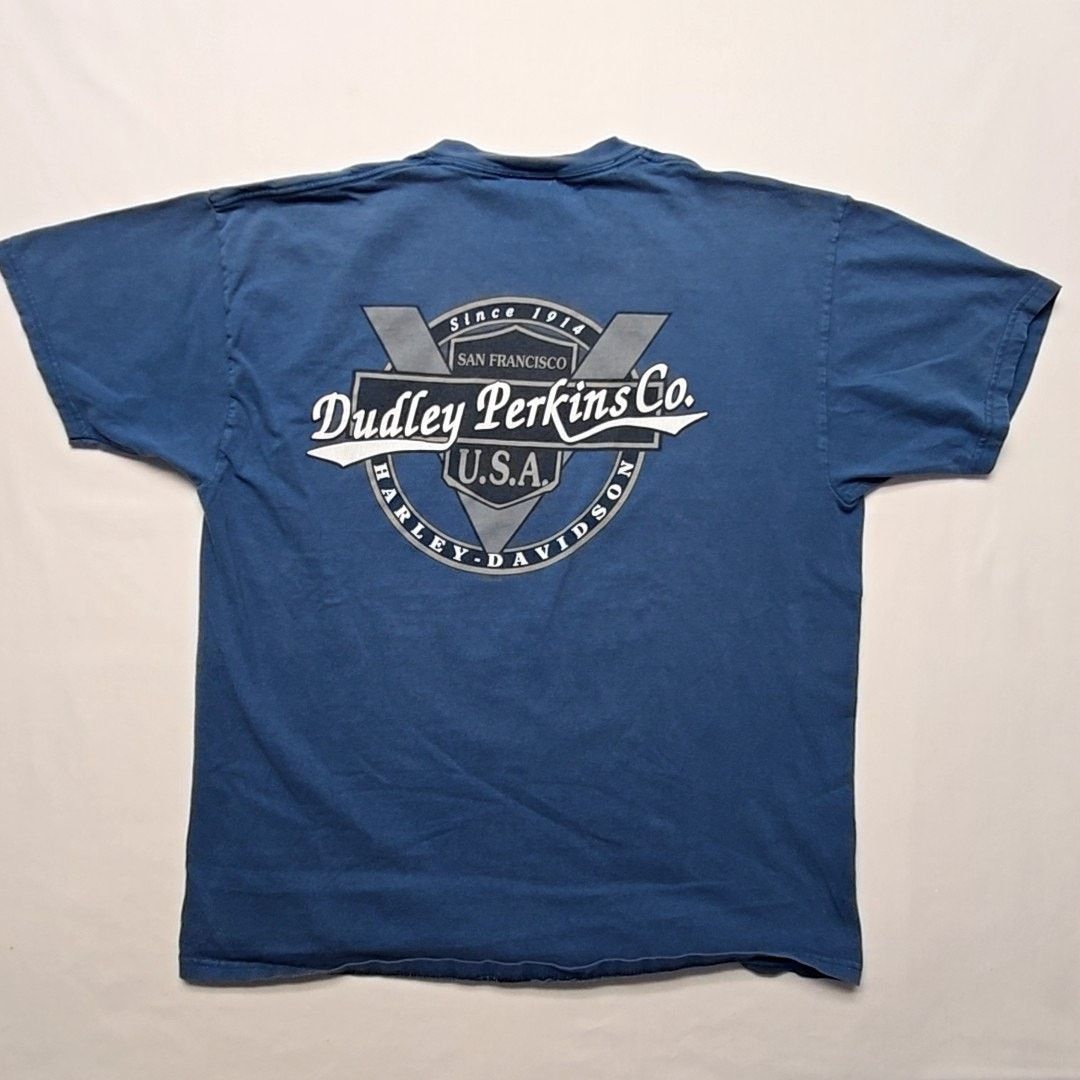 Harley Davidson Vintage Harley Davidson Hardcore Dudley Perkins Blue XL Tee Size US XL / EU 56 / 4 - 1 Thumbnail