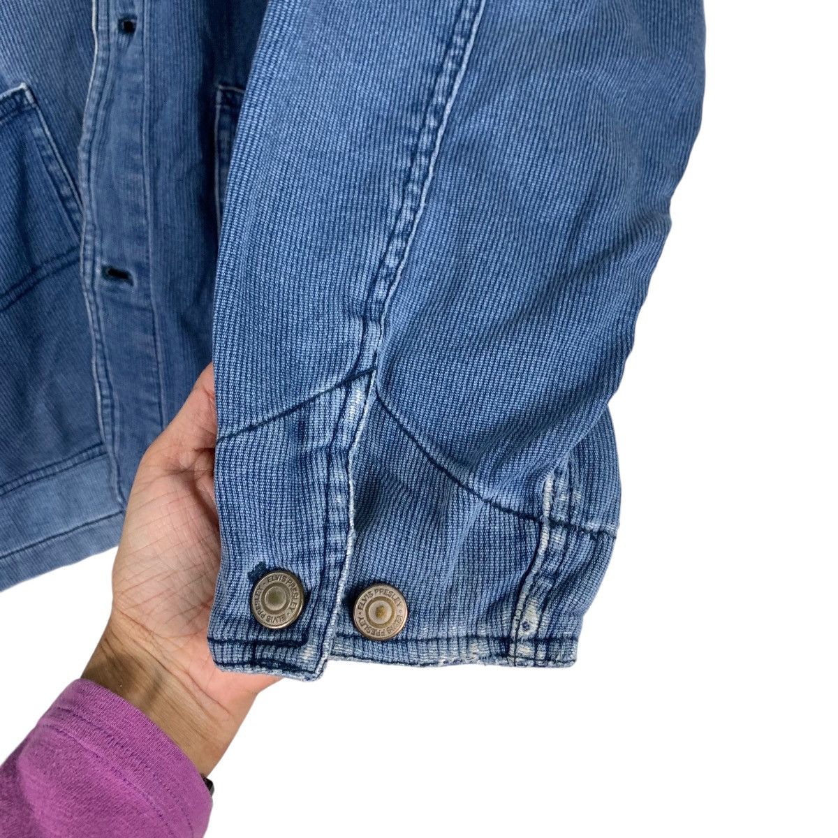 Vintage ELVIS PRESLEY 4 POCKET CHORE DENIM JACKET #0567-C26 Size US L / EU 52-54 / 3 - 13 Thumbnail