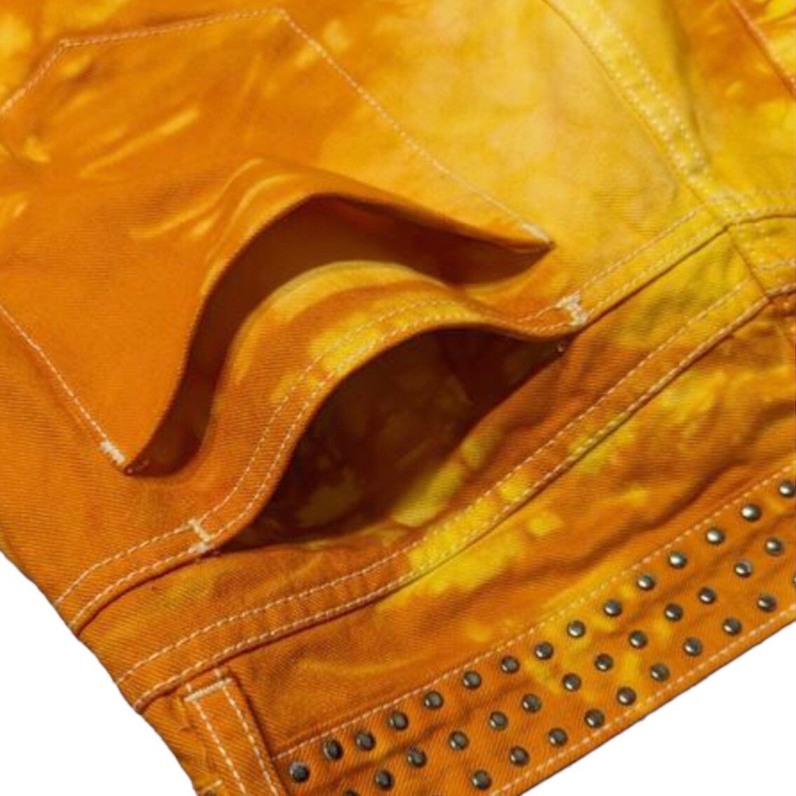 Allsaints 🧿studded waist tie dye denim jeans orange Size US 34 / EU 50 - 2 Thumbnail