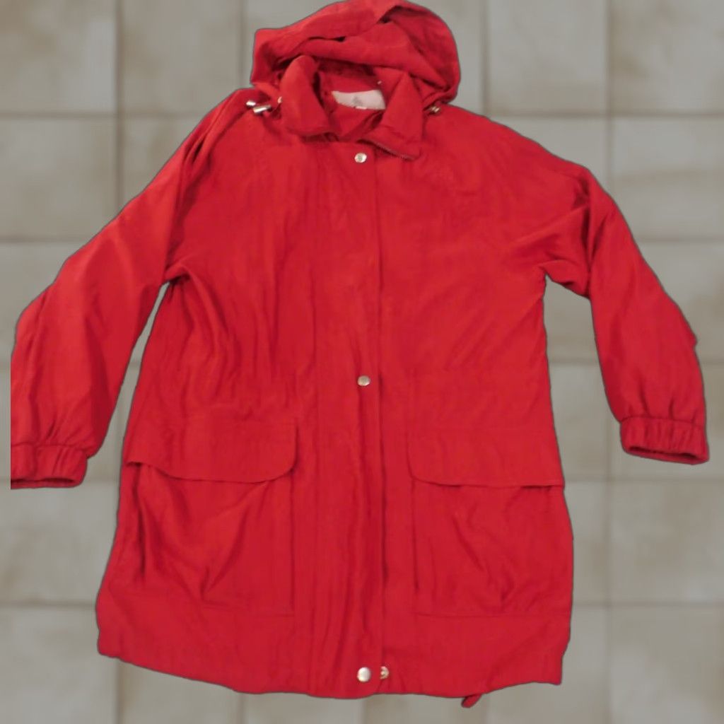 London Fog London Fog Jacket Womens S Red Hooded Zip Outdoors Lining Polyester Knit Mid-Length Regular Size Small Coat Outdoor Fall Winter Womens Size S / US 4 / IT 40 - 1 Thumbnail