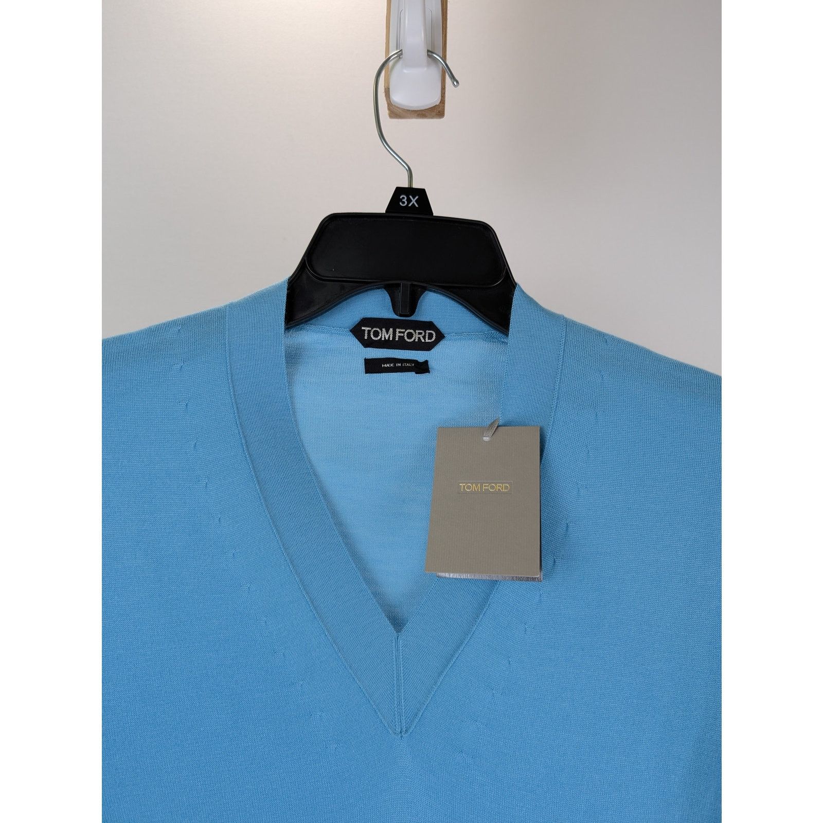 Tom Ford o1rshd1 V-Neck Knitwear Sweatshirt Sweater in Sky Blue Size US S / EU 44-46 / 1 - 7 Thumbnail