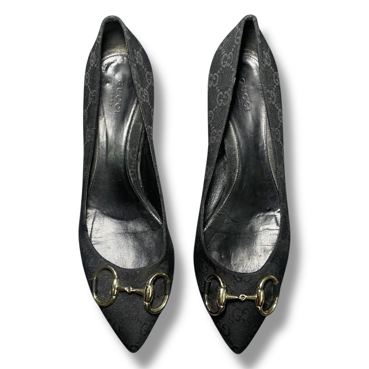 Gucci Gucci Vintage Monogram Horsebit Kitten Pumps Size US 7.5 / IT 37.5 - 3 Thumbnail