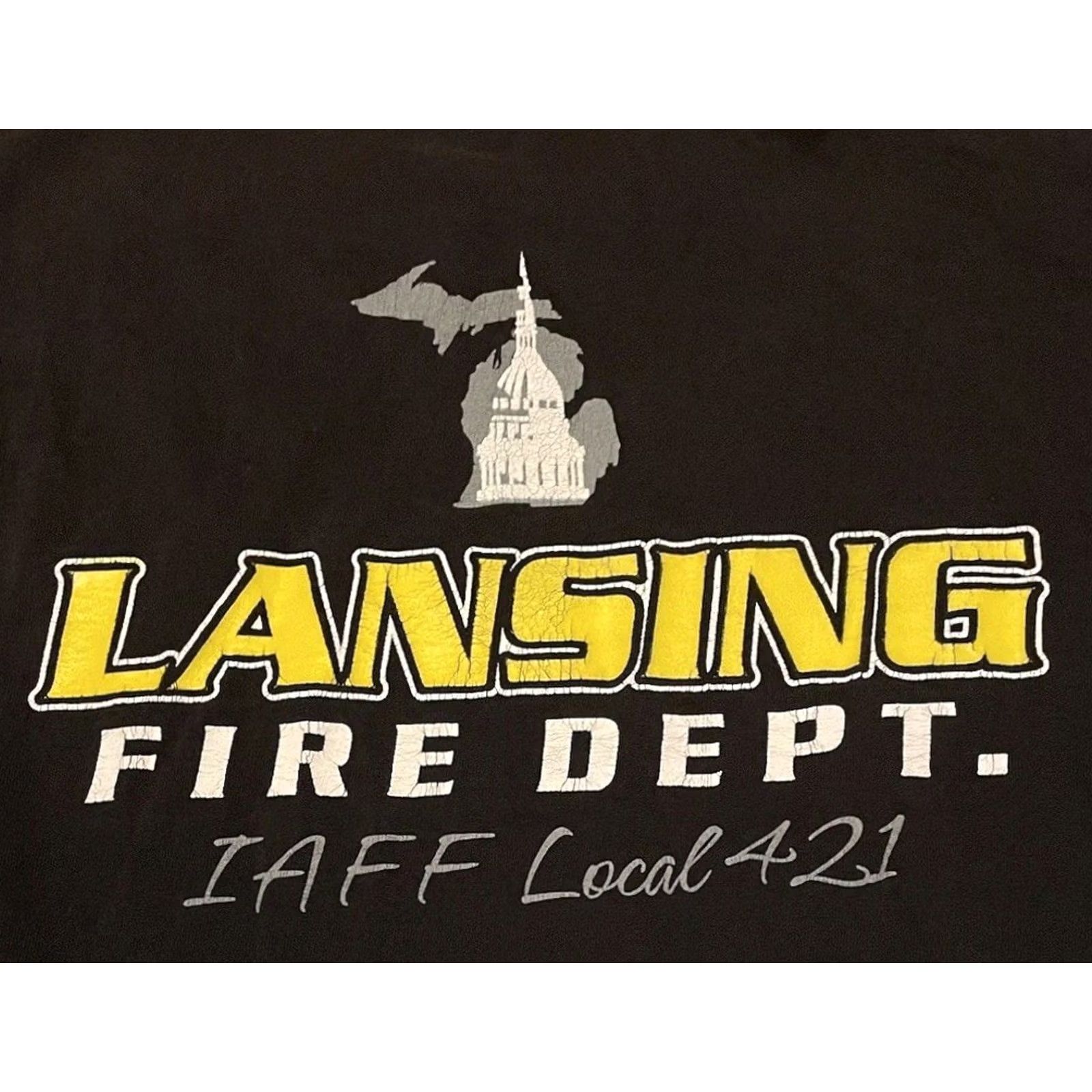 Vintage VINTAGE Lansing Fire Dept Faded Shirt 2XL Black USA Police Fighter Cop Biker Grunge 90s Shirt Mens Size US XXL / EU 58 / 5 - 3 Thumbnail