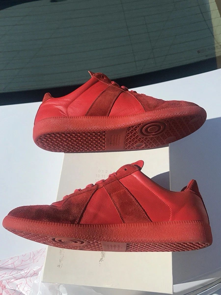 Maison Margiela Maison Margiela GAT Replica Red 12 45 Leather Low Tops Size US 12 / EU 45 - 4 Thumbnail