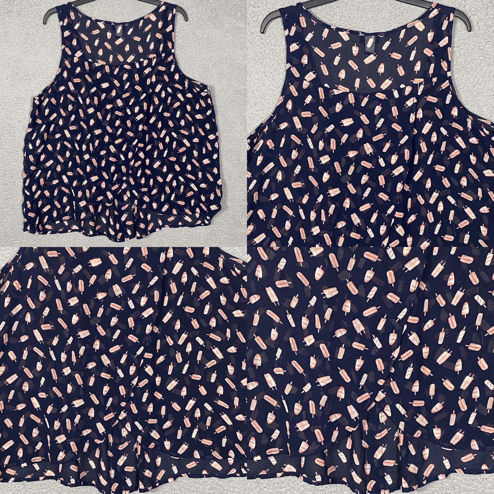 Torrid Torrid Tank Top Shirt Women 2XL Multicolor Chiffon Pleated Tulip Back Sleeveless Round Neck Semi-sheer Size XXL / US 16-18 / IT 52-54 - 8 Thumbnail