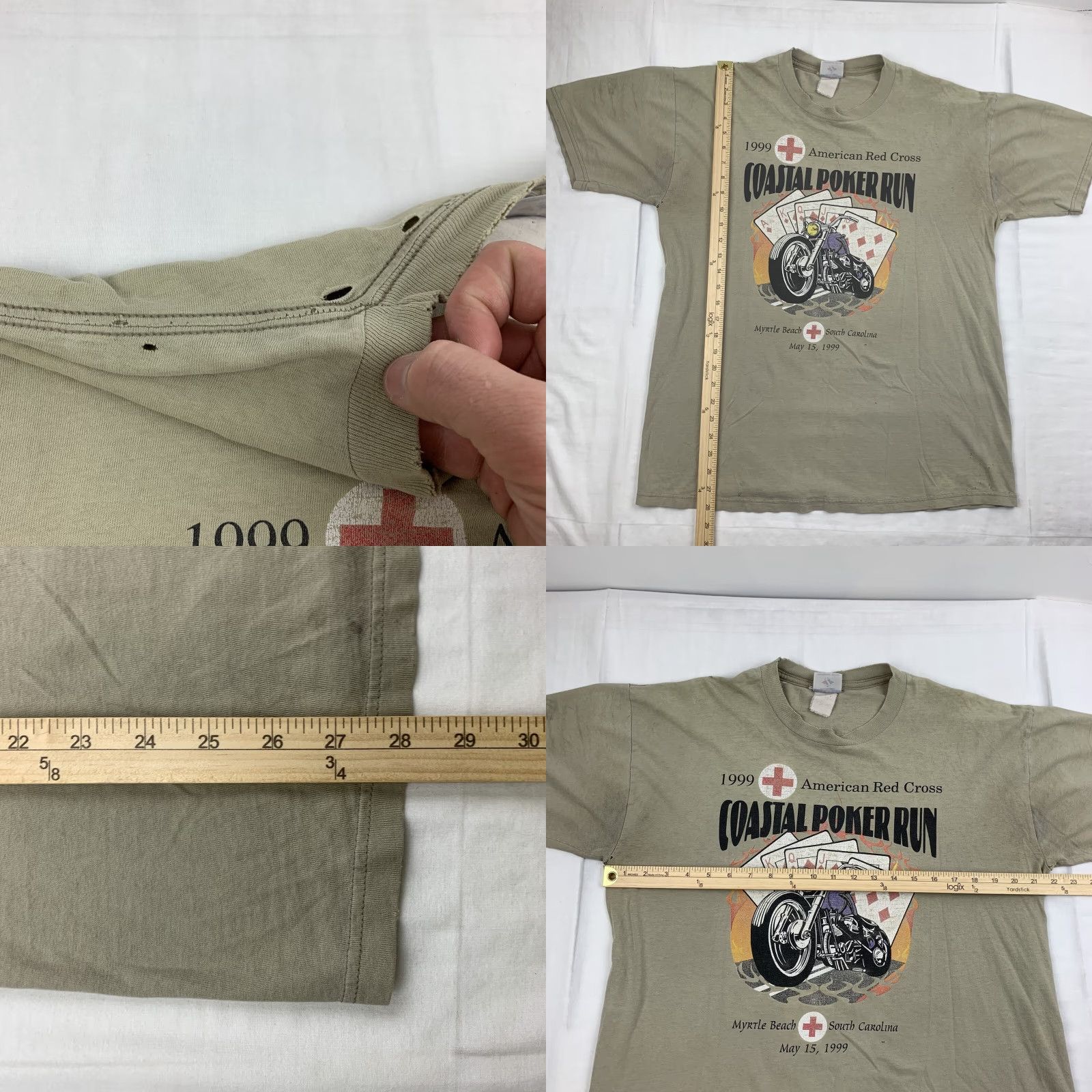 Jerzees VINTAGE American Red Cross Shirt Adult Large Tan Coastal Poker Run Thrashed 90s Size US L / EU 52-54 / 3 - 8 Thumbnail