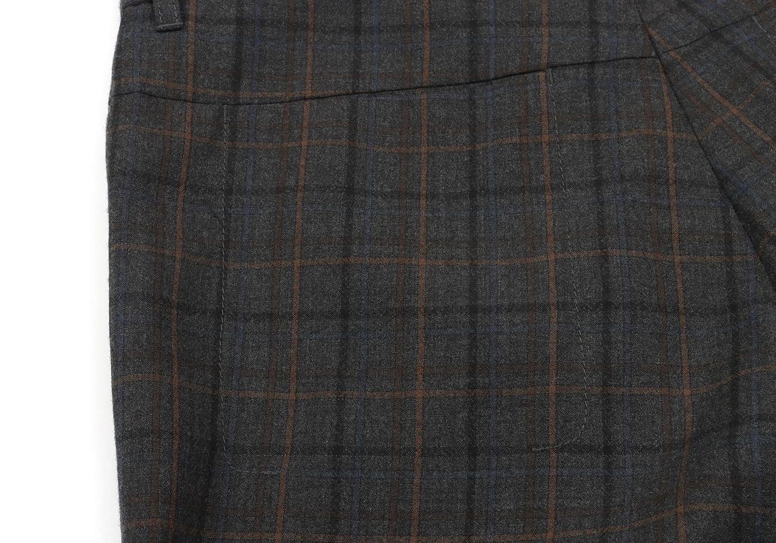 Maison Margiela Wool Overcheck Tapered Pants in Gray-Brown-Blue, Size 44 Size US 28 / EU 44 - 11 Thumbnail