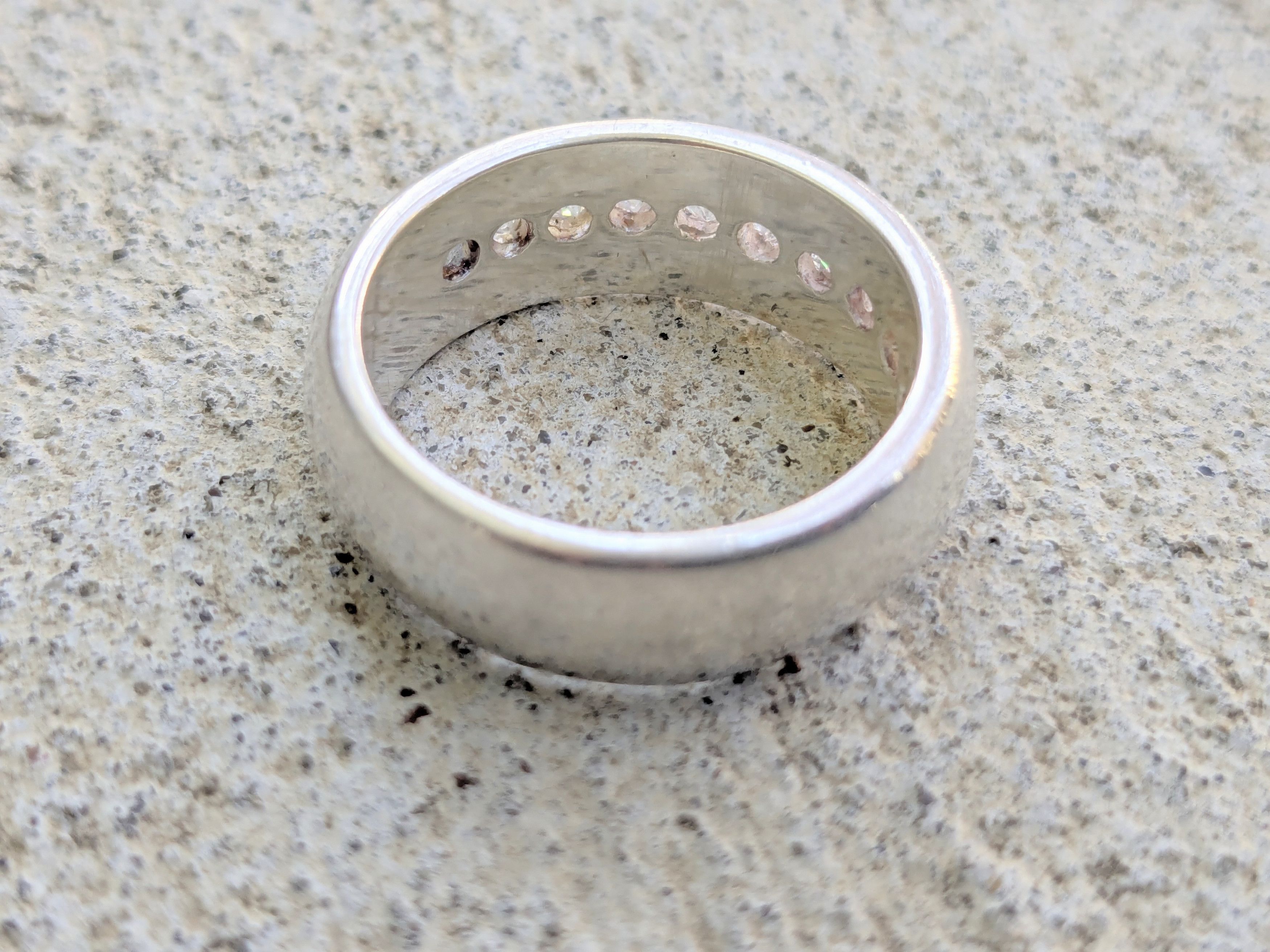 Jewelry Vintage Sterling Silver Ring CZ 9.75 Channel Wedding Band Size ONE SIZE - 3 Thumbnail