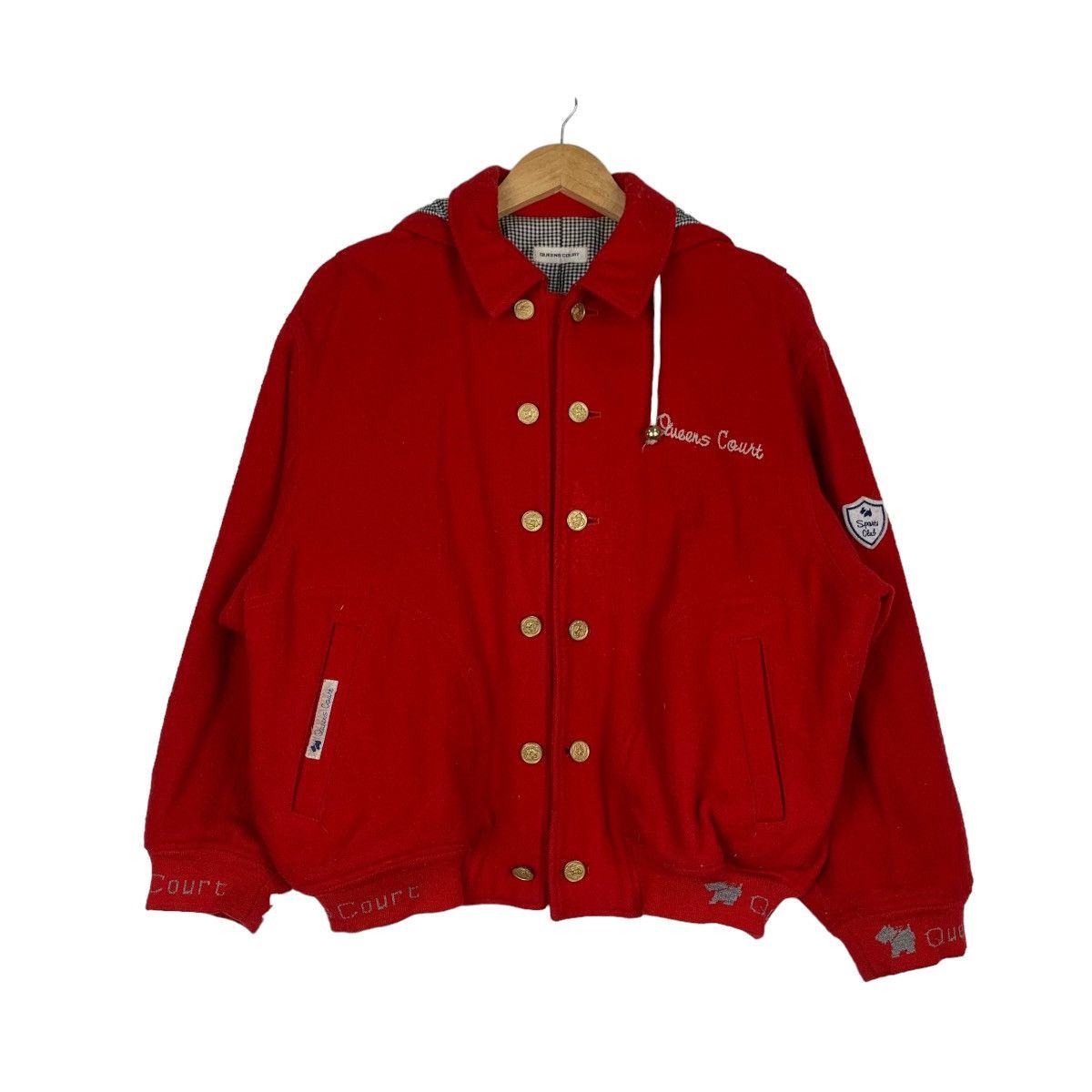 Japanese Brand QUEENS COURT Red Wool Bomber Jacket #0939-C42 Size US M / EU 48-50 / 2 - 1 Thumbnail