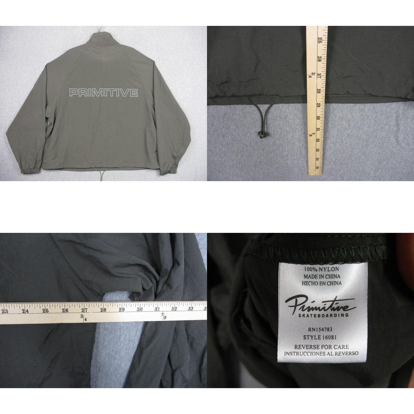 Primitive Primitive Skateboarding Jacket Mens L Green 1/4 Zip Windbreaker Nylon Casual Activewear Size US L / EU 52-54 / 3 - 8 Thumbnail