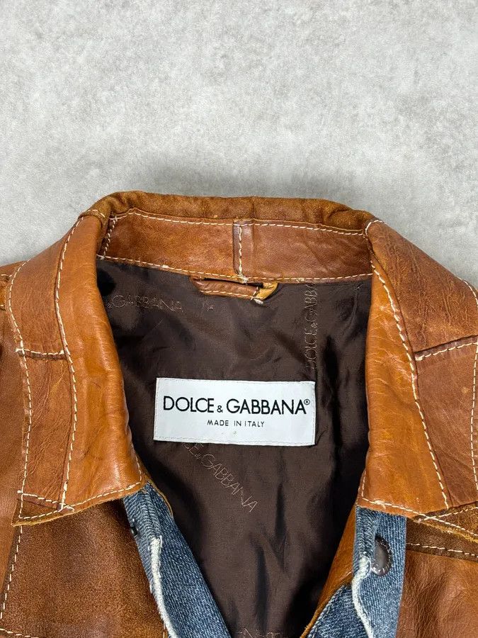Dolce & Gabbana SS2001 Dolce & Gabbana Brown Patchwork Leather Denim Jacket Size US M / EU 48-50 / 2 - 4 Thumbnail