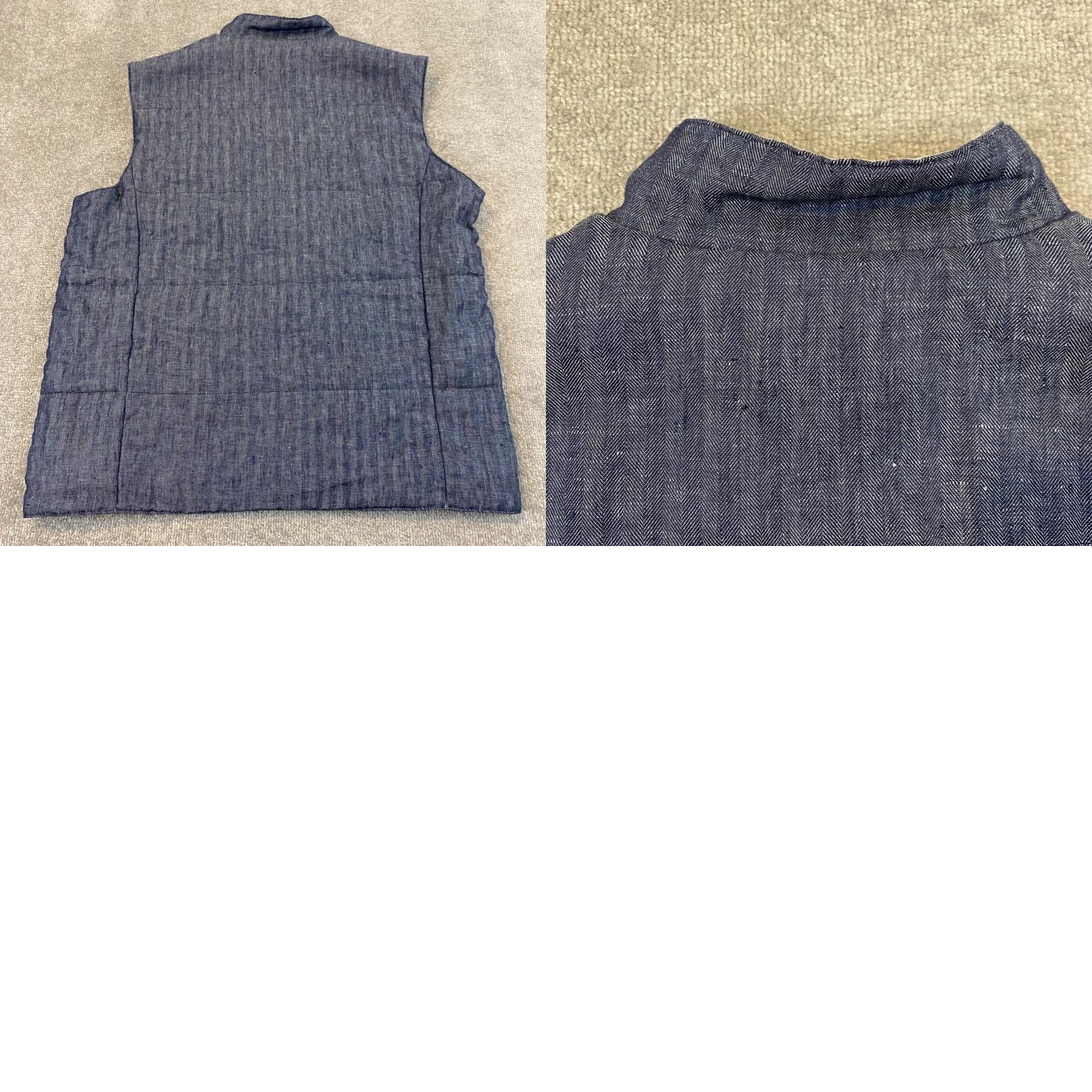 johnnie-O JOHNNIE-O Vest Men XL Blue White Top Shelf Puffer Linen Full Snap Outerwear Golf Size 46R - 8 Thumbnail