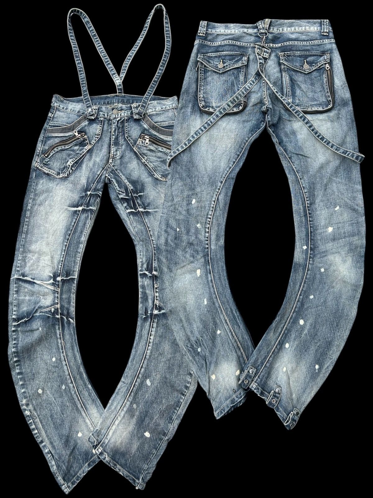 Japanese Brand × Kapital × Vintage PPFM Japanese Punk Style Curve Cut Banana Denim Jeans Rare Size US 32 / EU 48 - 1 Thumbnail