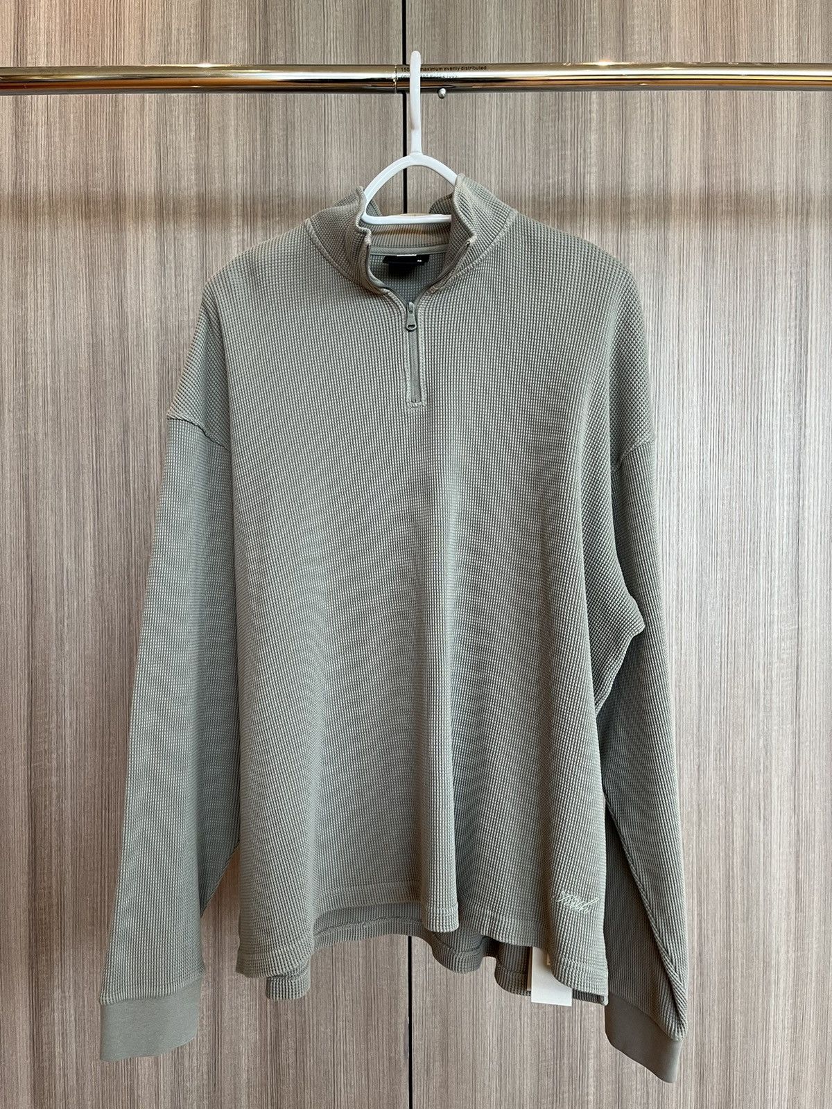 Kith Waffle Quarter Zip Folly Green