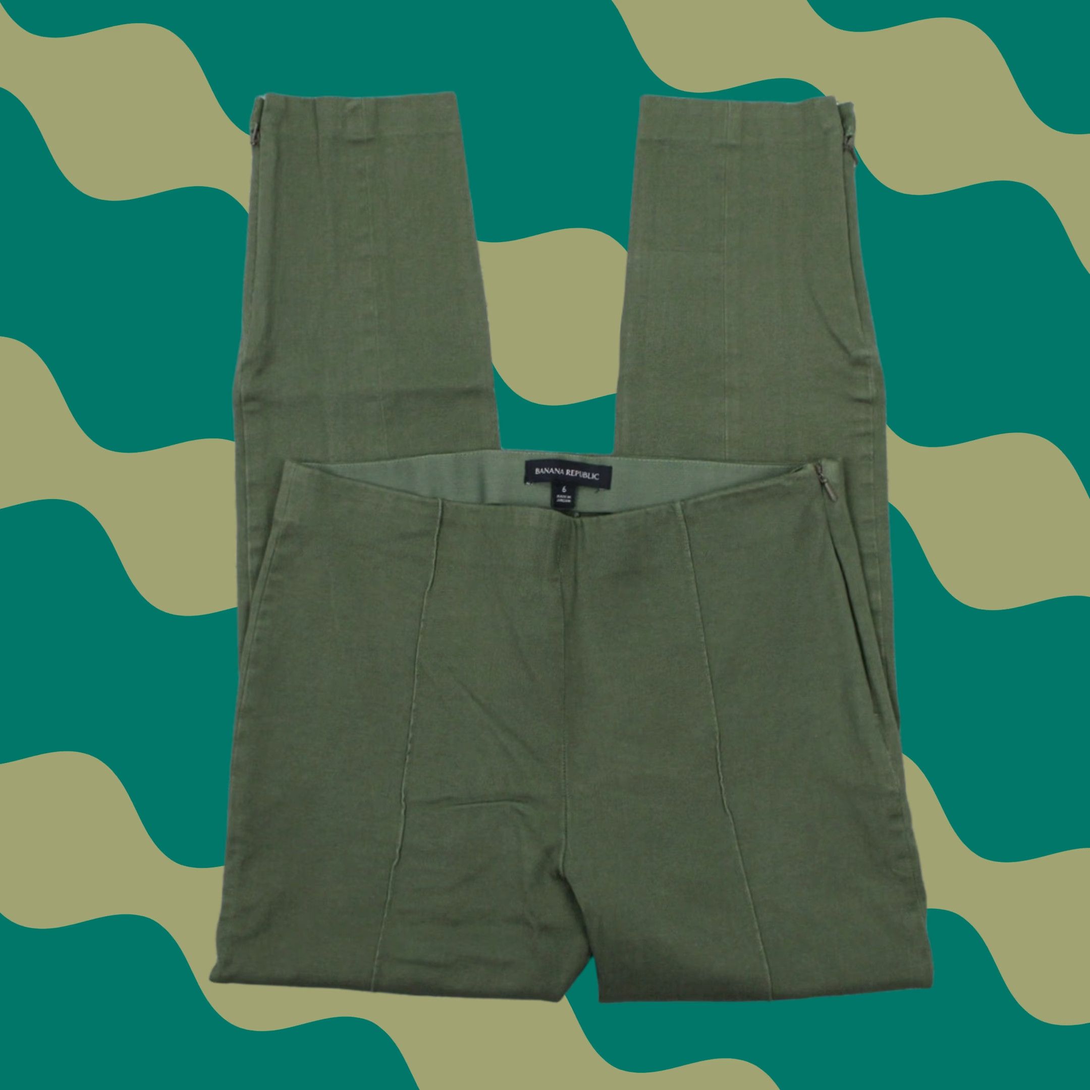 Banana Republic Banana Republic Women Pants 4 Green Sloan Legging Cotton/Rayon-Viscose Stretch Cropped Straight 4 Womens Green Ban Size 27" / US 4 / IT 40 - 1 Thumbnail