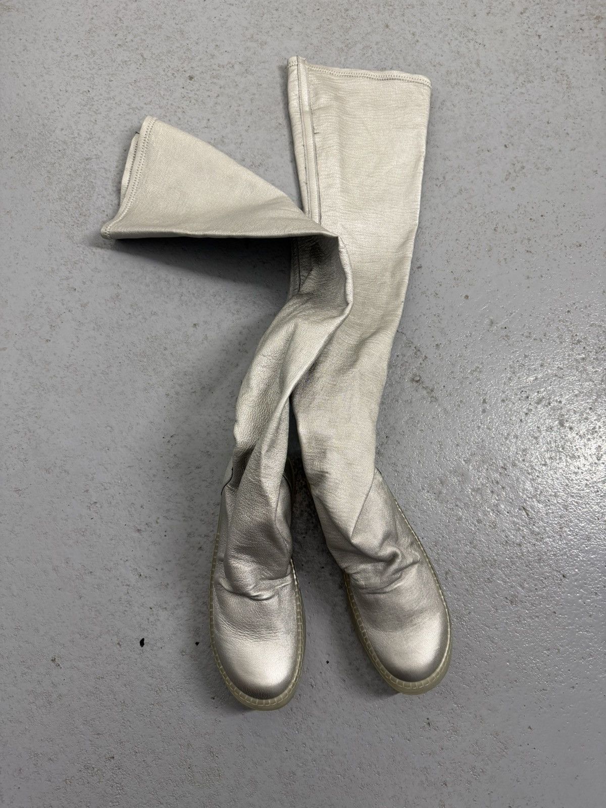 Rick Owens Rick Owens Silver Overknee Socks Sneakers Size US 7 / IT 37 - 9 Thumbnail