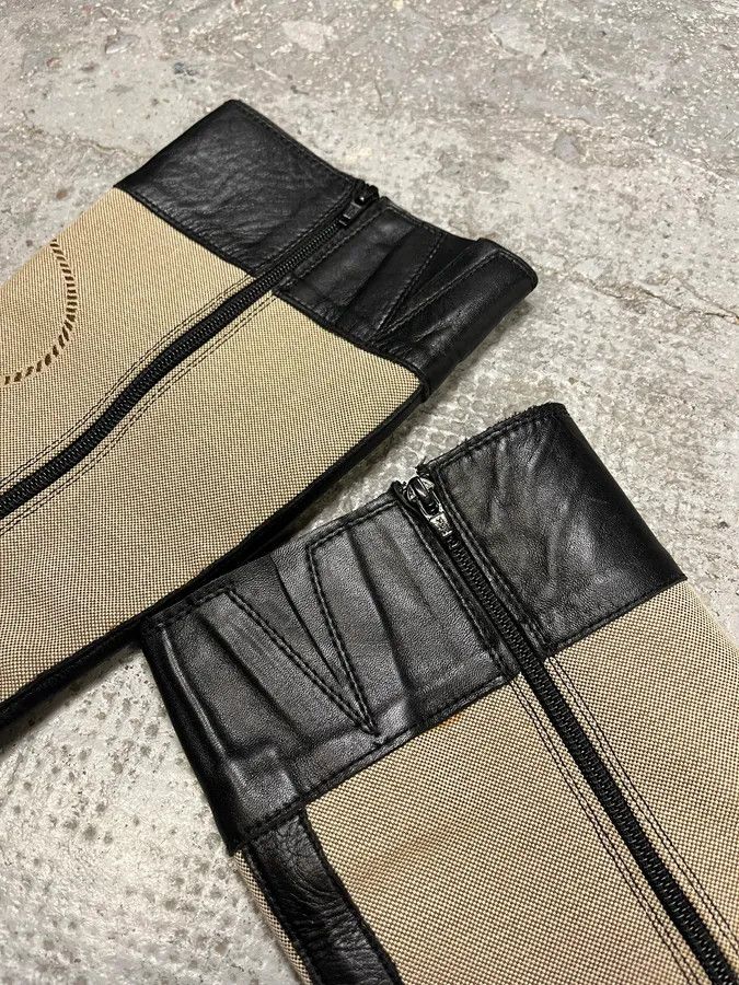 Prada Prada Beige Linen Black Leather Boots Size US 6 / IT 36 - 5 Thumbnail
