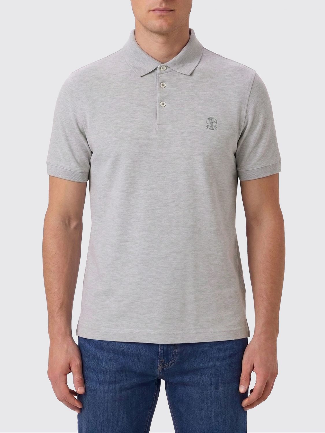 Brunello Cucinelli Brunello Cucinelli Polo Shirt Men Grey 2 Size US M / EU 48-50 / 2 - 1 Thumbnail