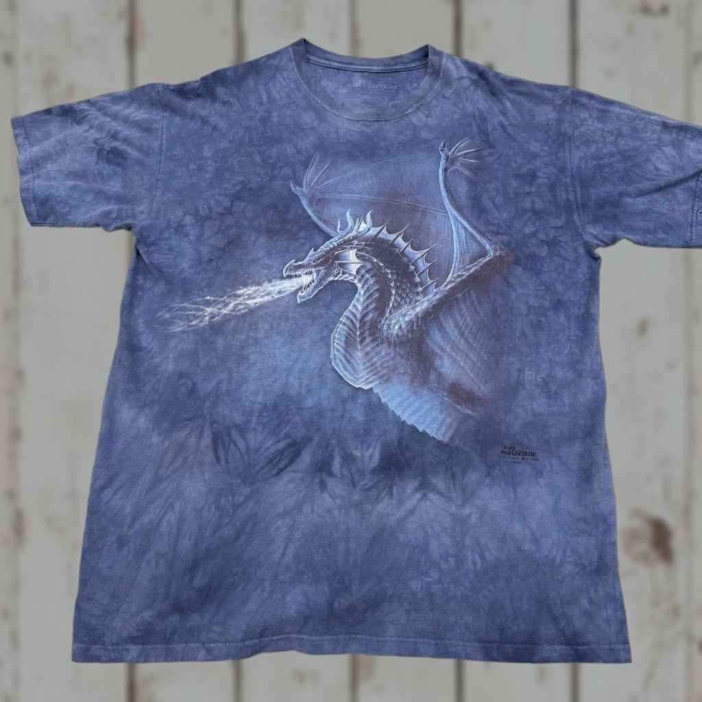 The Mountain The Mountain Shirt Mens XL Blue Dragon Tie Dye Graphic Short Sleeve Tee Fantasy Size US XL / EU 56 / 4 - 1 Thumbnail
