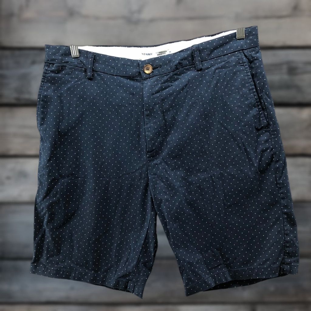 Old Navy Old Navy Ultimate Slim Chino Shorts Mens 36 Navy Blue Polka Dot 9.5'' Inseam Size US 36 / EU 52 - 1 Thumbnail