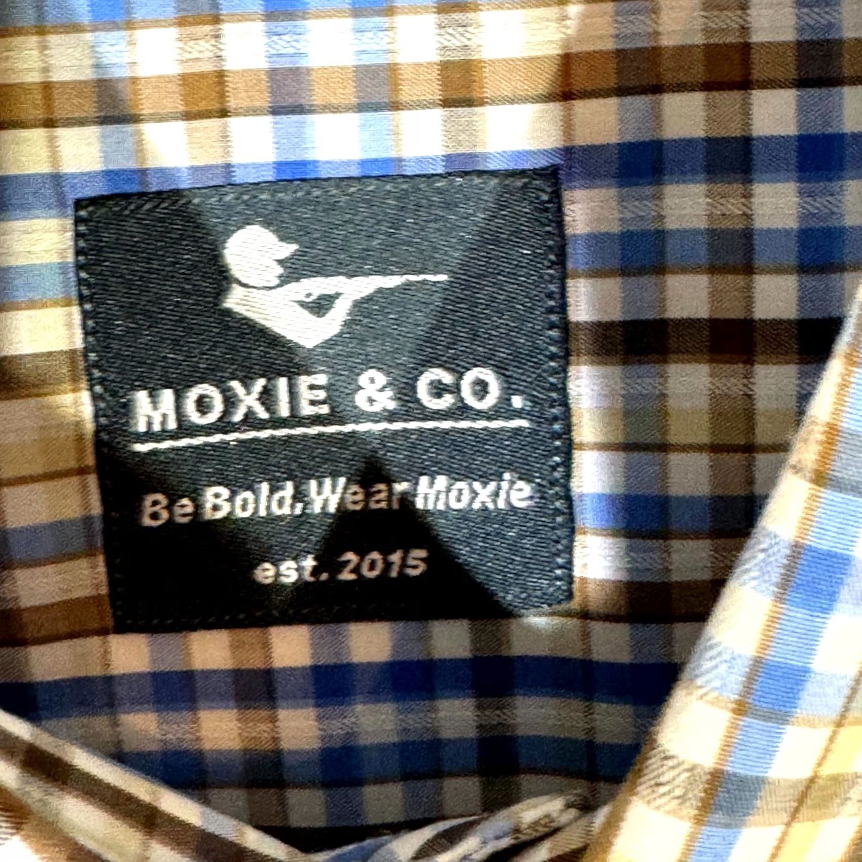 CO Moxie & Co Shirt Men Medium Blue Plaid Short Sleeve Button-Down Casual Size US M / EU 48-50 / 2 - 7 Thumbnail