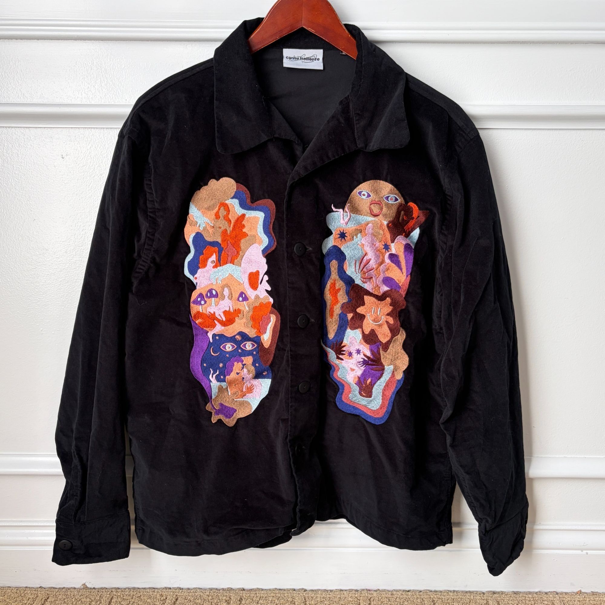 Carne Bollente Carne Bollente Black Velvet Shirt Embroidered Erotic Graphic Size US M / EU 48-50 / 2 - 5 Thumbnail