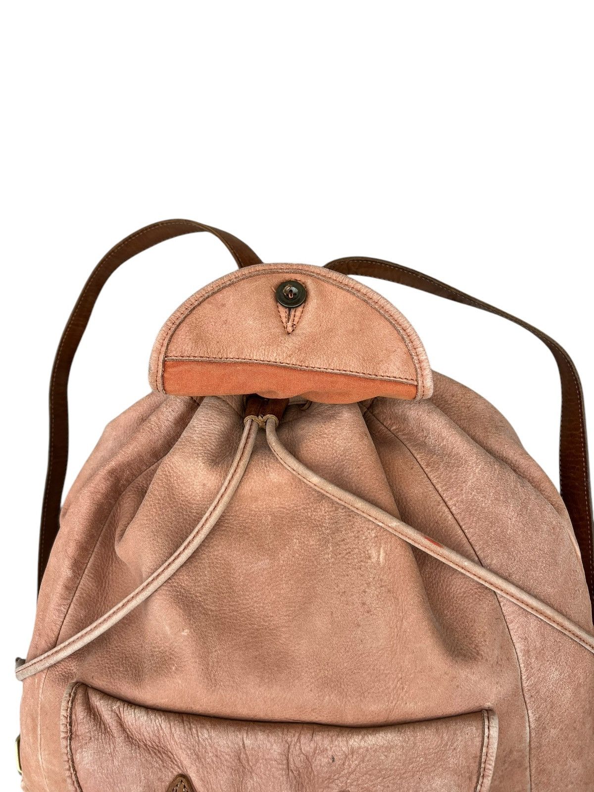Leather Vintage COCARDE Japan Faded Patina Leather Backpack Bag Size ONE SIZE - 8 Thumbnail