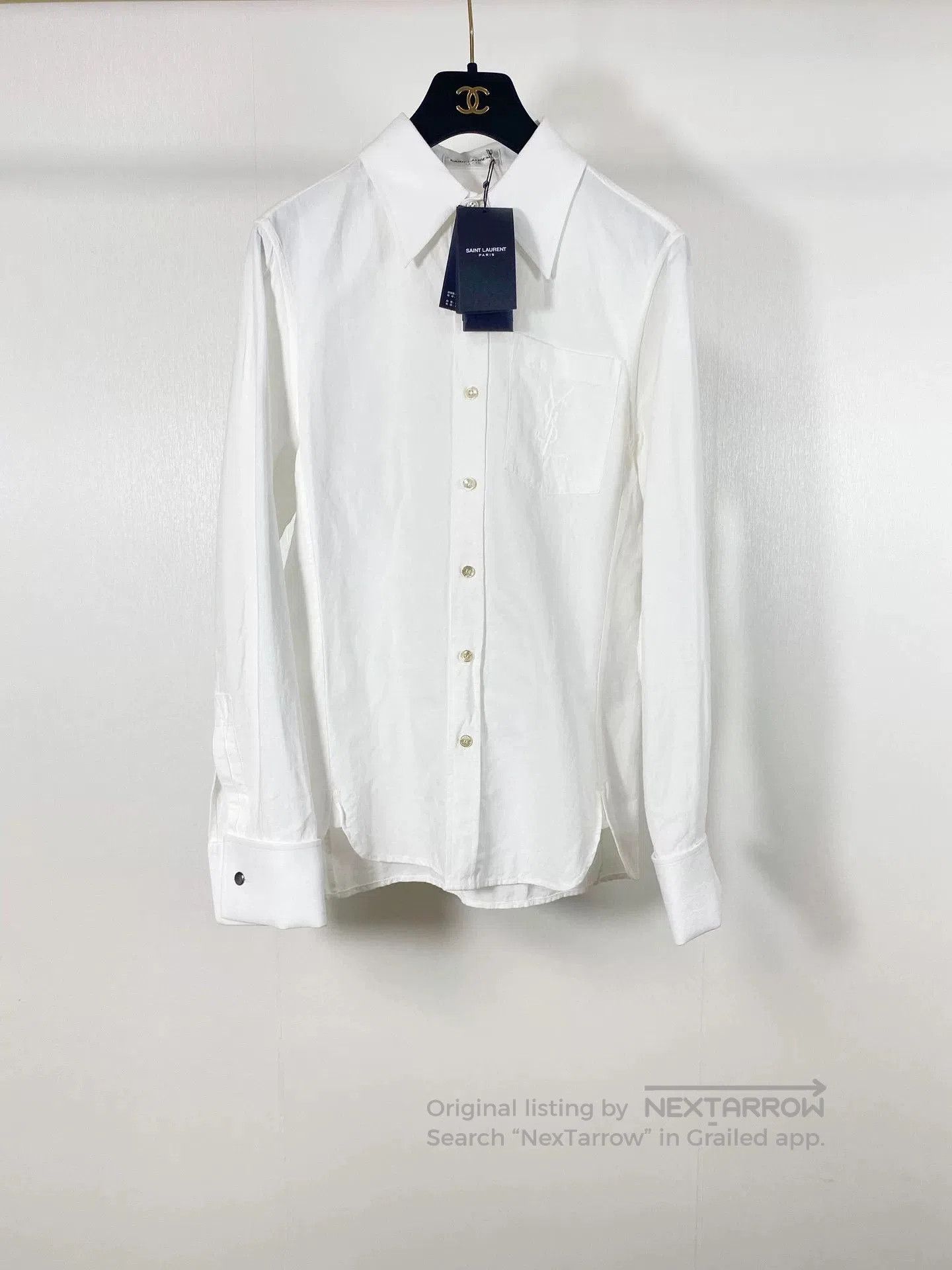 Saint Laurent Paris Saint Laurent White YSL Embroidered Shirt. Size XS / US 0-2 / IT 36-38 - 1 Thumbnail