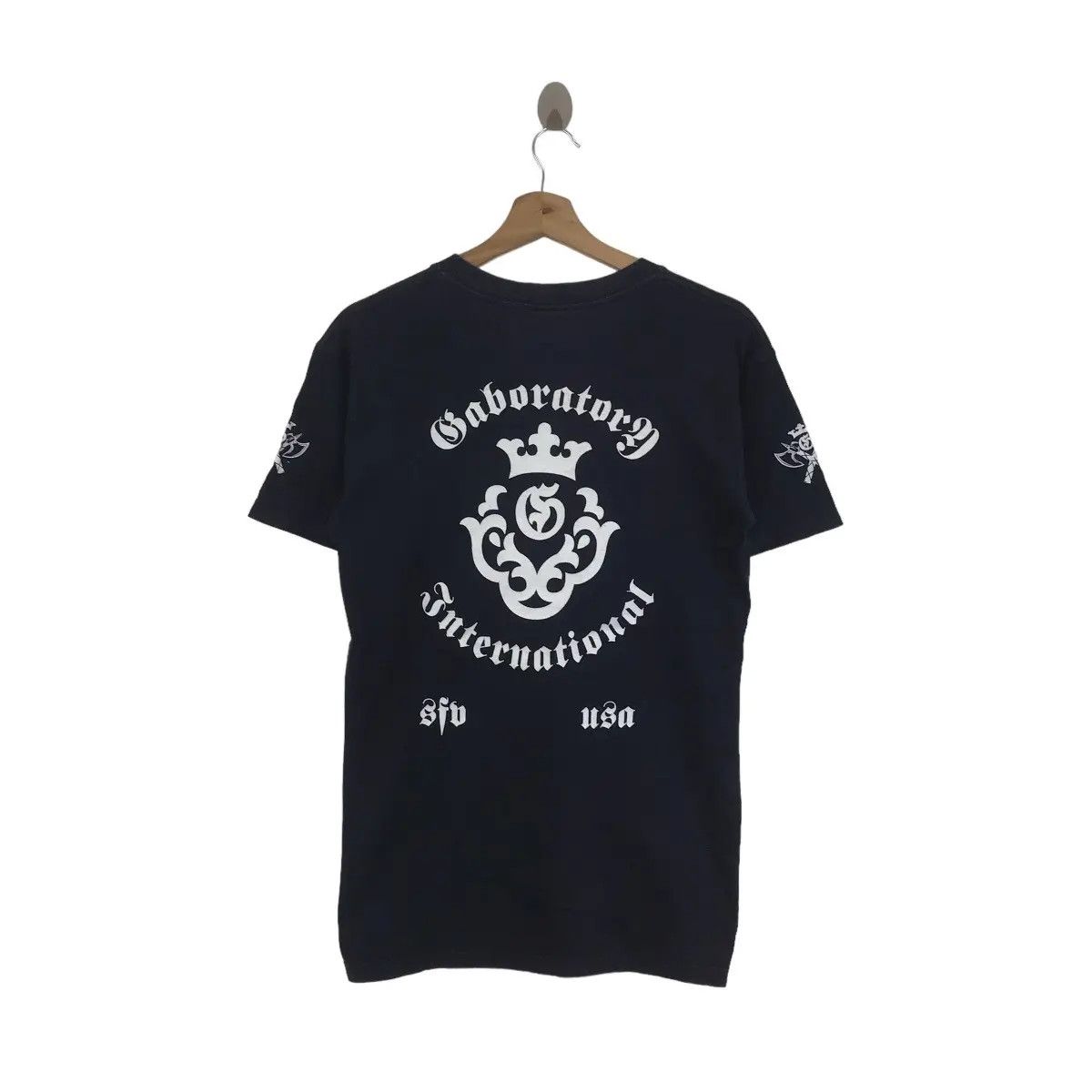 Vintage LABORATORY INTERNATIONAL Sfv Usa Brand Big Logo Print Black Size US S / EU 44-46 / 1 - 1 Thumbnail