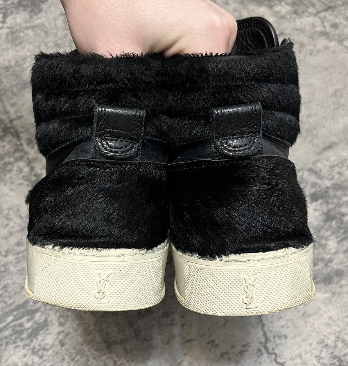 Saint Laurent Paris Saint Laurent Fur High Top Sneakers Black Size US 7 / EU 40 - 4 Thumbnail