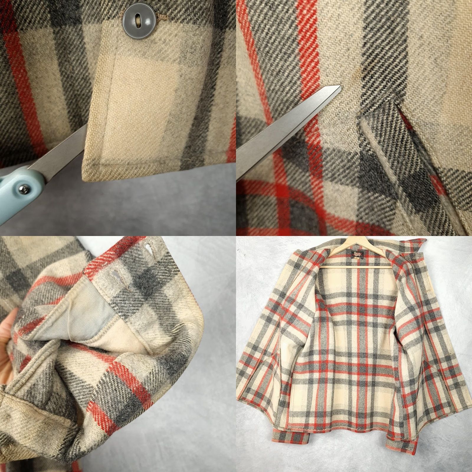 Vintage VINTAGE Woolrich Shirt Jacket Mens 46 Beige Plaid Wool Mackinaw Cruiser Work 50s Mens Size US XXL / EU 58 / 5 - 8 Thumbnail