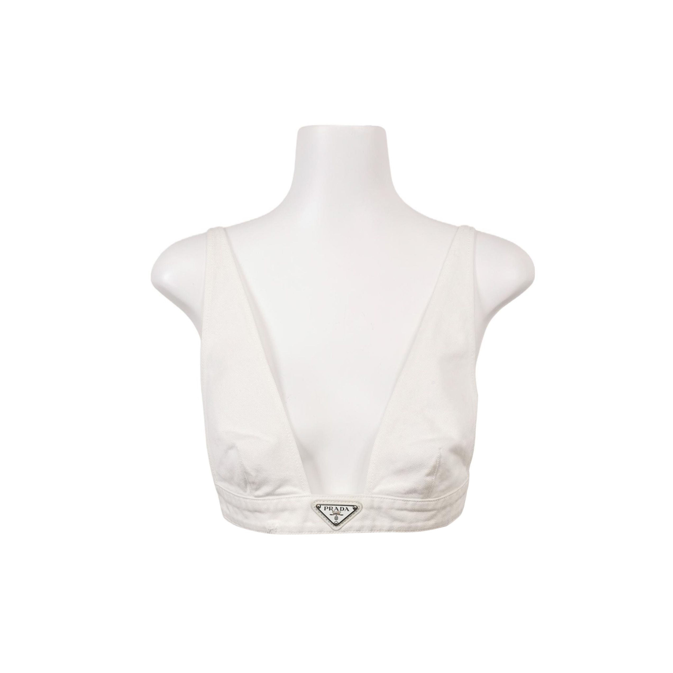 Prada Prada Triangle Logo Cotton Crop Top Size 38 Size XS / US 0-2 / IT 36-38 - 1 Thumbnail