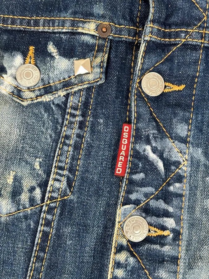 Dsquared2 SS2013 Dsquared2 Blue Distressed Leopard Collar Denim Vest Size US M / EU 48-50 / 2 - 11 Thumbnail