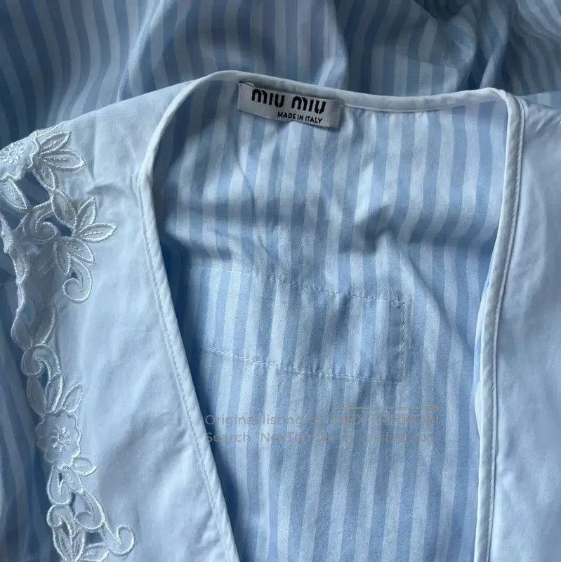 Miu Miu Miu Miu Sky Blue Cotton Women's Shirt . Size M / US 6-8 / IT 42-44 - 3 Thumbnail
