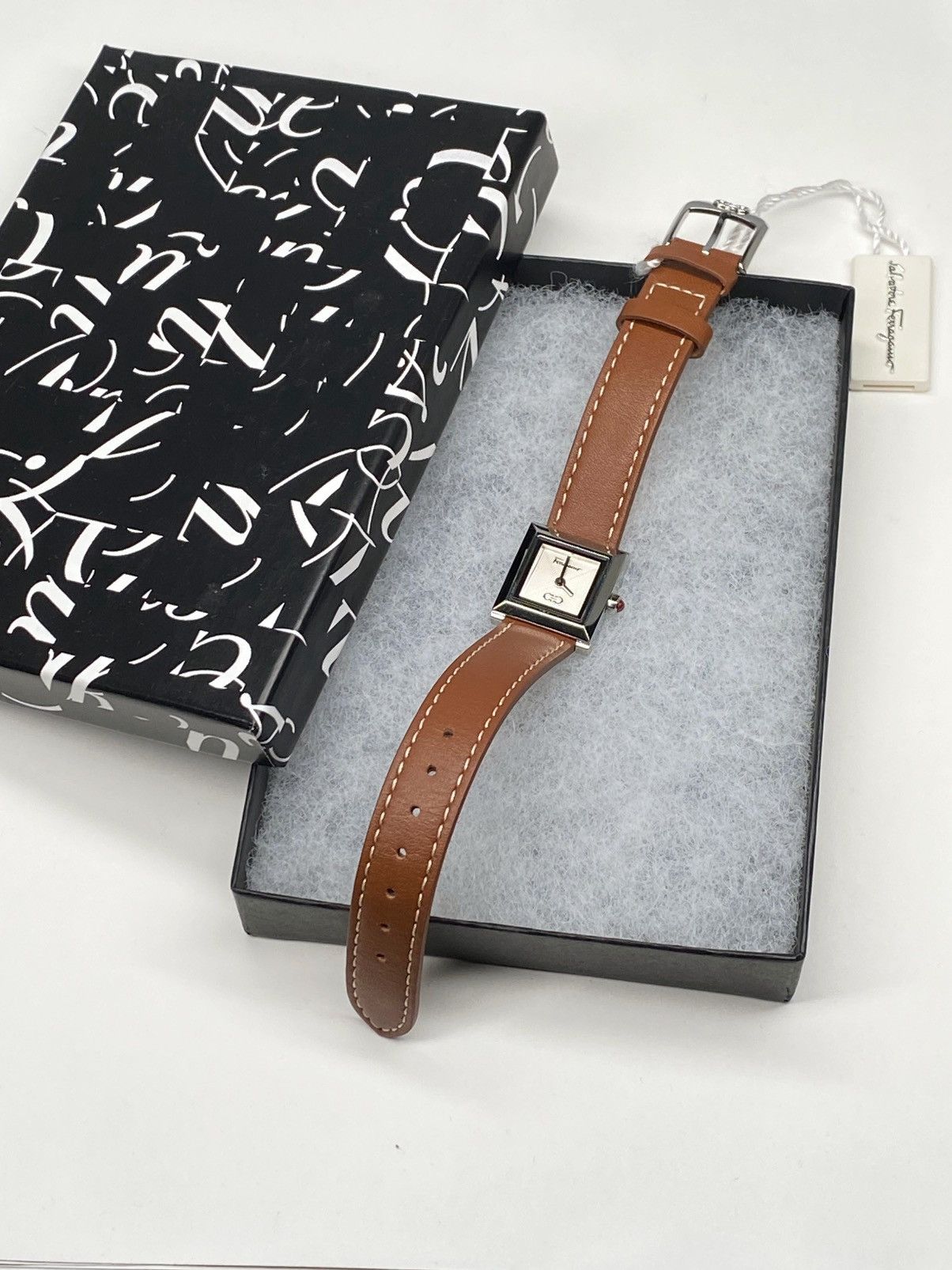 Salvatore Ferragamo Ferragamo Square Brown Leather Strap Watch 19mm Size ONE SIZE - 5 Thumbnail