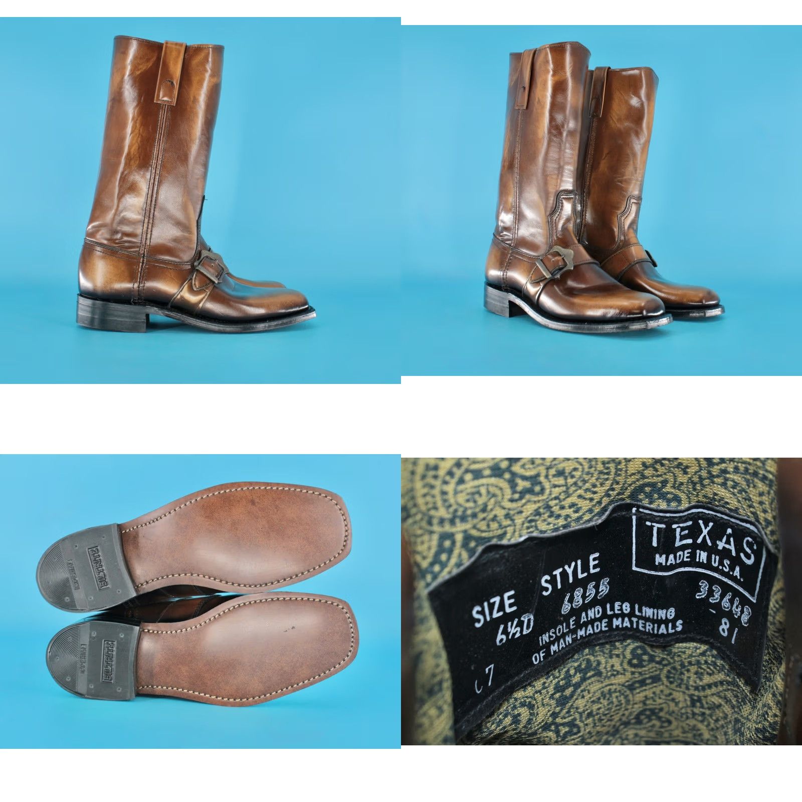 Vintage VINTAGE Texas Boots Brown Sz 6.5 D 70s Engineer Biker Mens Size US 7 / EU 40 - 8 Thumbnail