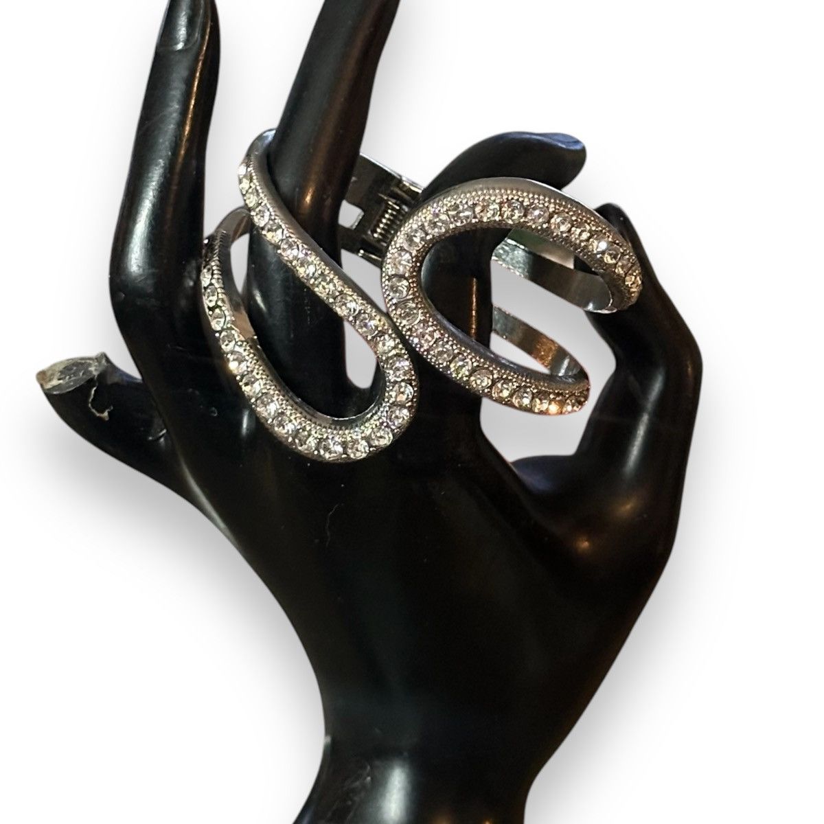 Vintage Vintage double loop rhinestone clamper bracelet Size ONE SIZE - 2 Thumbnail