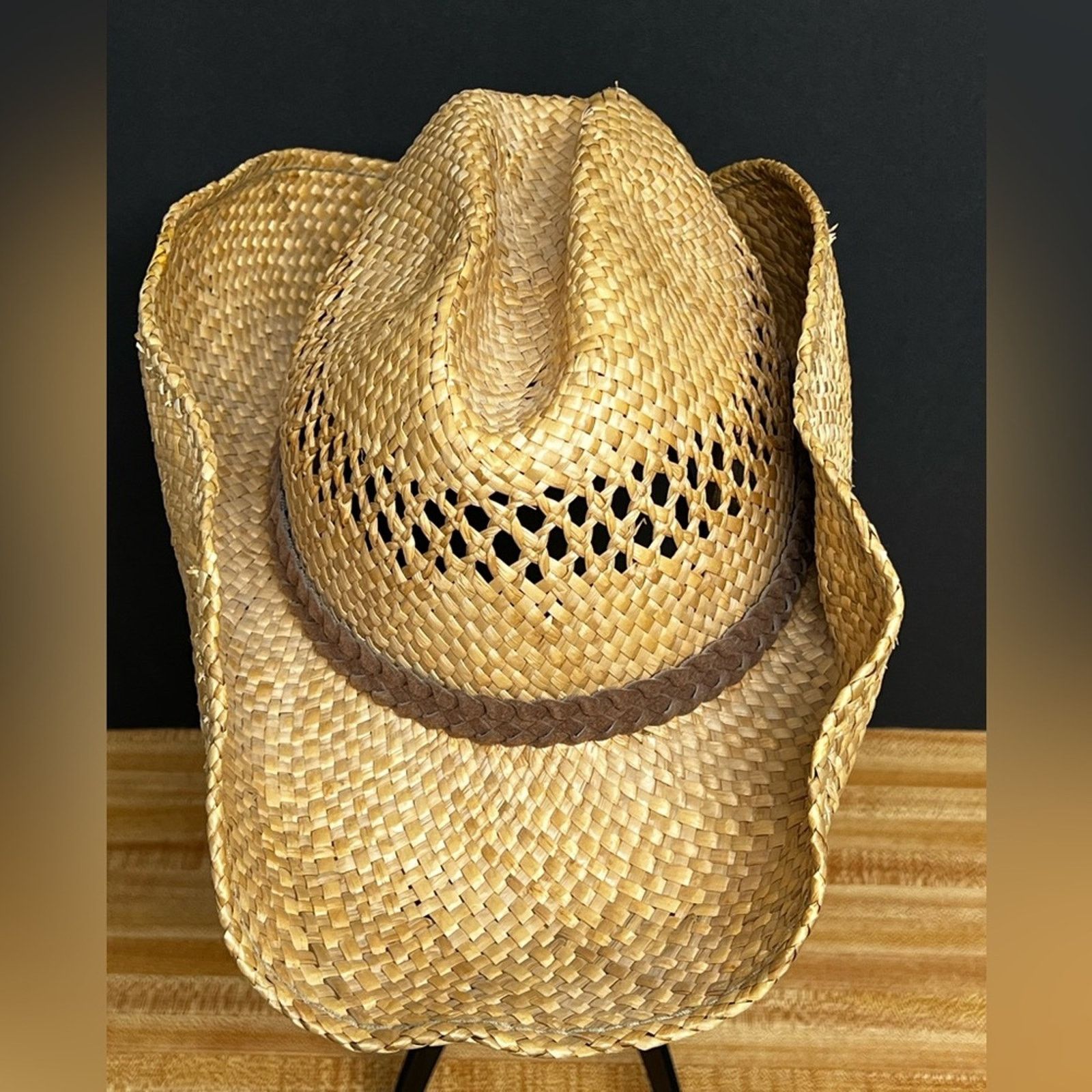 Ocean Pacific Dorfman Pacific Straw Western Cowboy Hat Leather Band S/M Size ONE SIZE - 5 Thumbnail