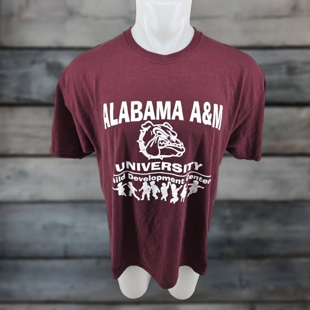 Jerzees JERZEES Alabama A&M Bulldogs Child Development Center Graphic Tee Mens XL Maroon Crew Neck Short Sleeve Sports University Logo 90s? Size US XL / EU 56 / 4 - 1 Thumbnail