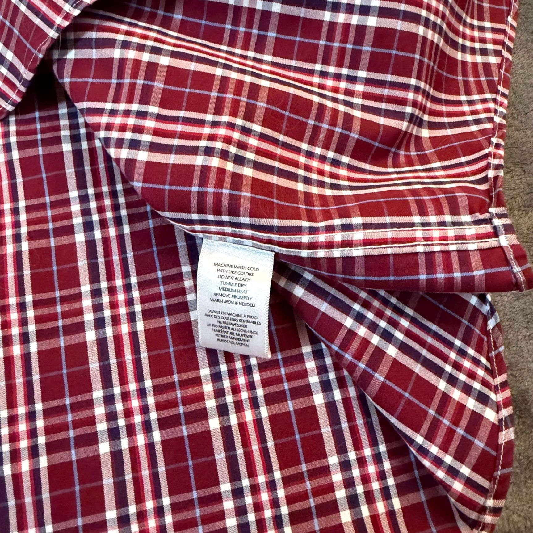 UNTUCKit UNTUCKit Button-Down Shirt Plaid Relaxed Fit Mens XL Burgundy Navy White Wrinkle Free Easy Care Collared Long Sleeve Casual Workwear" Size US XL / EU 56 / 4 - 5 Thumbnail