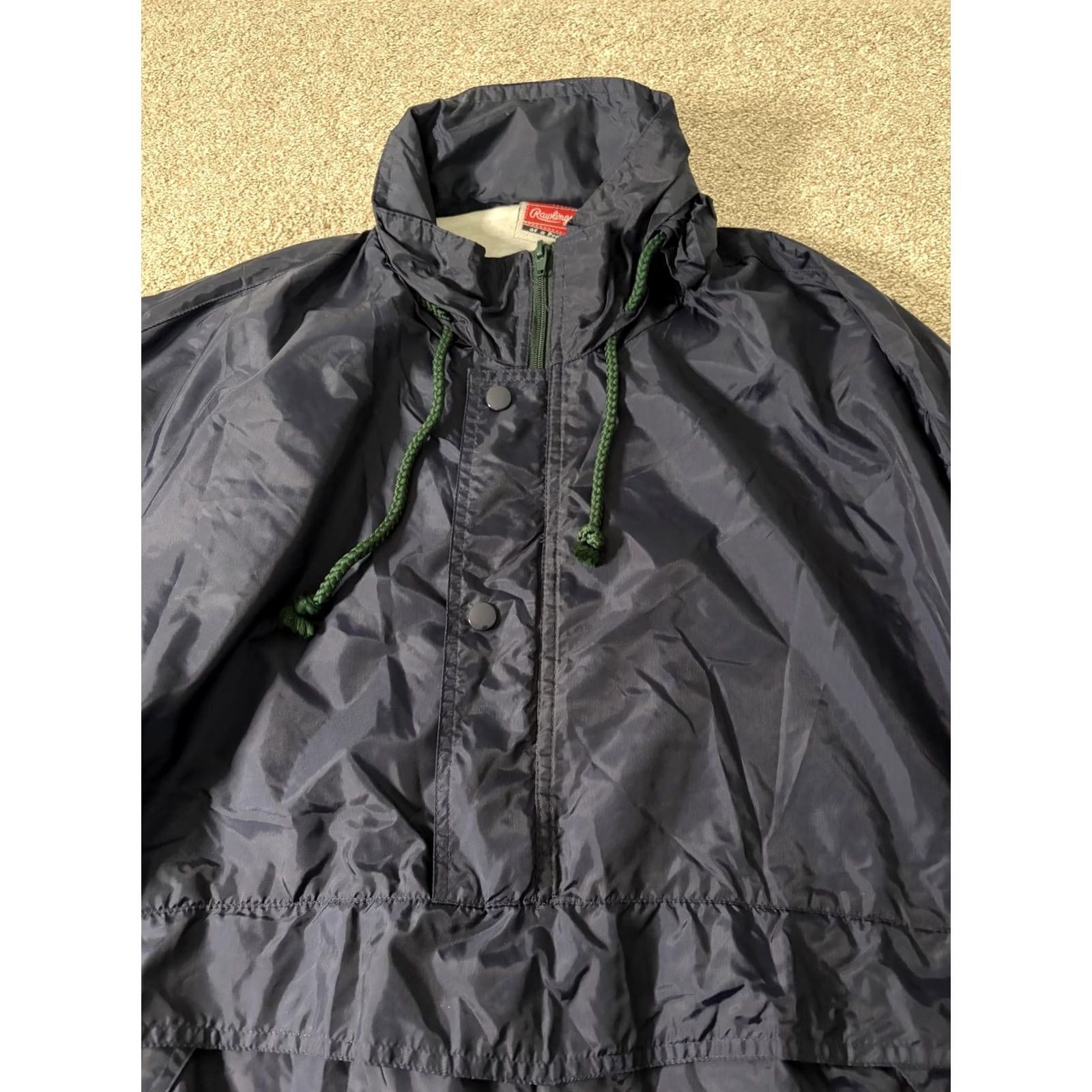 Vintage Rawlings Jacket Mens 3XL Hooded Windbreaker Blue Lined Pullover Baseball Shirt Outer Shell Nylon Zip pockets Adjustable Camouflage? Size US XXL / EU 58 / 5 - 2 Thumbnail