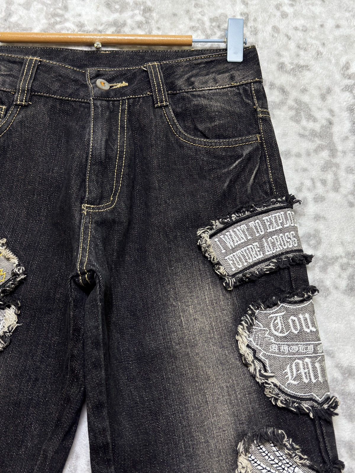 If Six Was Nine Vintage Punk Patchwork Denim Y2K Regular Fit Jeans Size US 26 / EU 42 - 5 Thumbnail